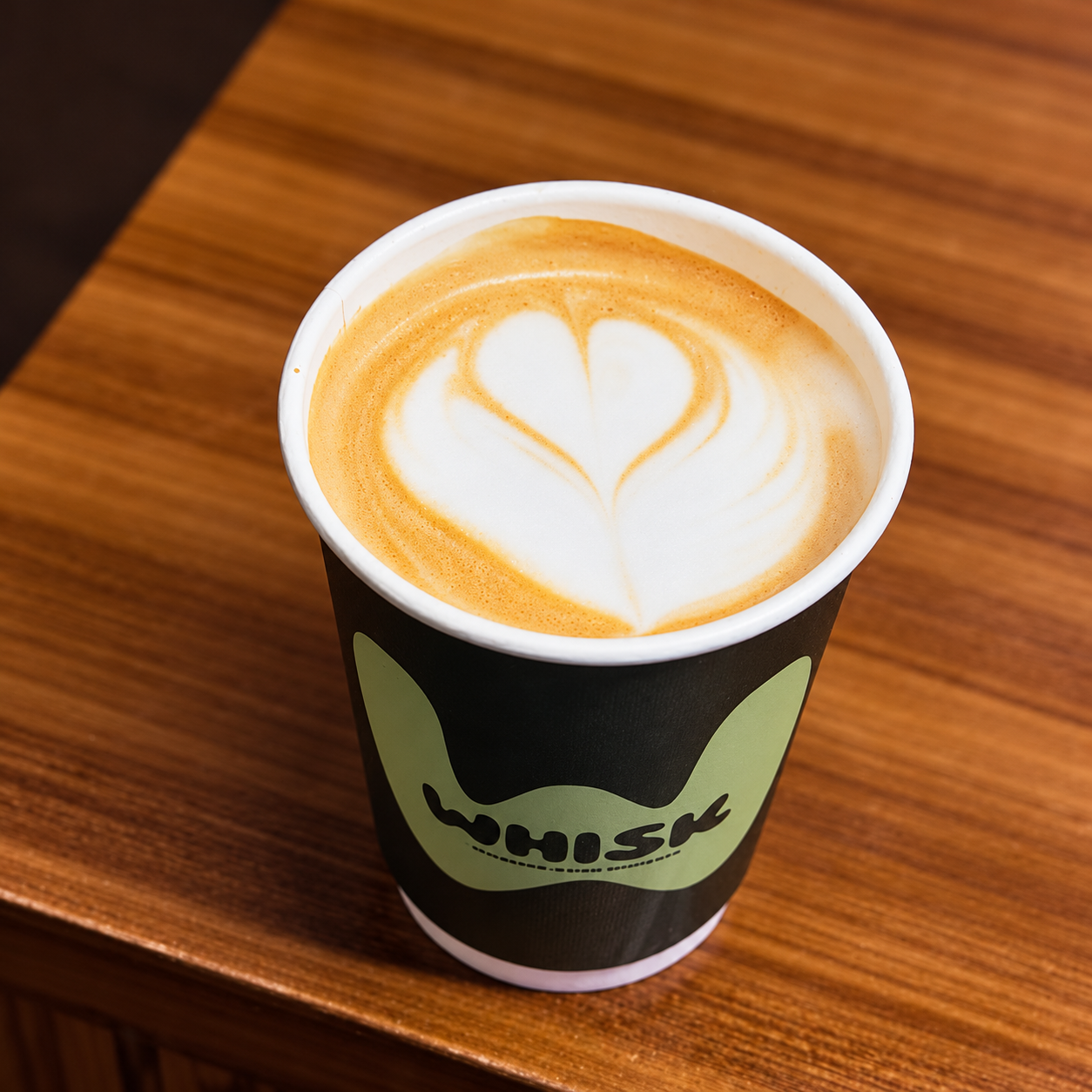 Whisk latte with heart latte art